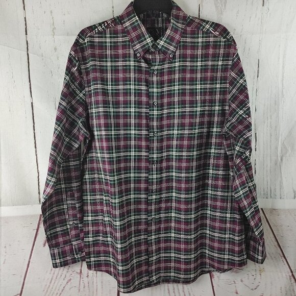 Jos A Bank Traveler's Collection Tailor Fit Multicolor Plaid Men's Shirt Size L - Picture 1 of 10